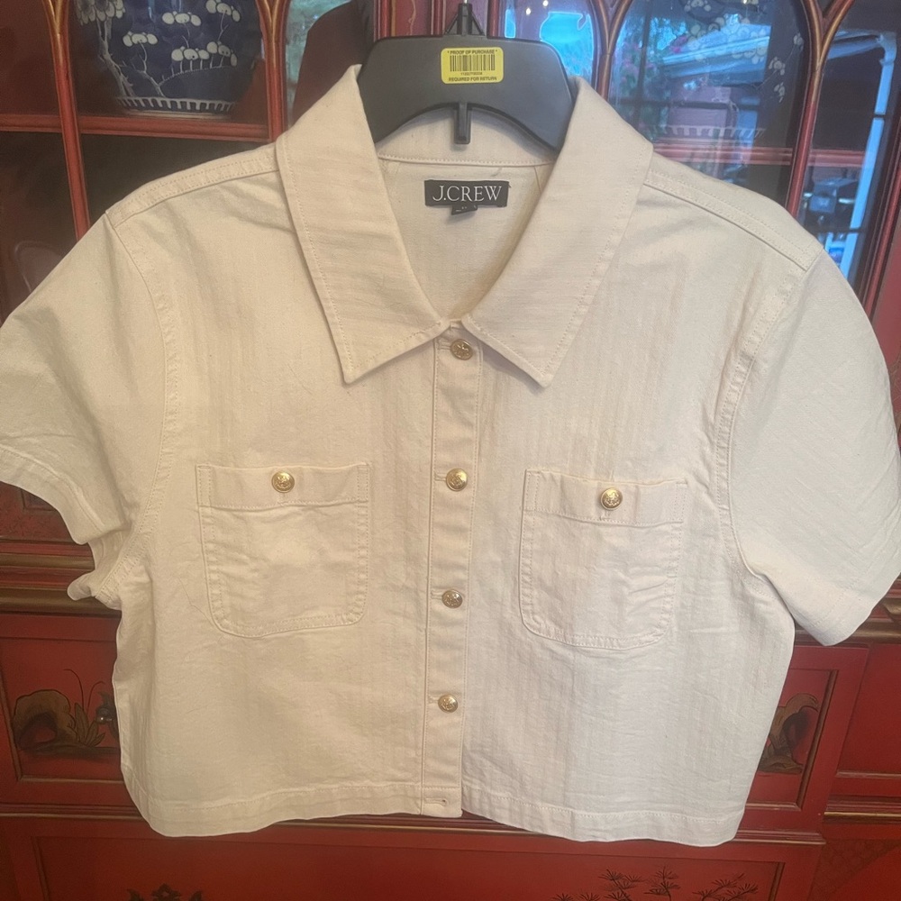 JCrew shirt sleeve denim jacket in Ecru - size 12 NWOT
